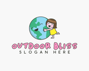 Girl Hugging Earth Logo