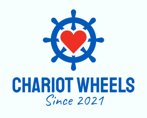 Ship Wheel Heart  logo design