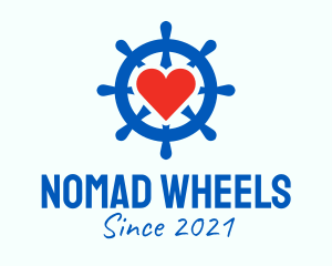 Ship Wheel Heart  logo design