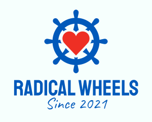 Ship Wheel Heart  logo design