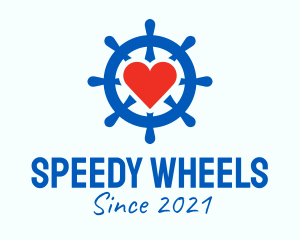 Ship Wheel Heart  logo design