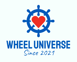 Ship Wheel Heart  logo design