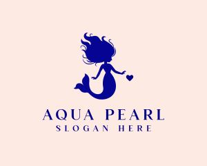 Mermaid Siren Heart logo design