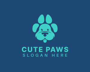 Cute Dog Pawprint logo design