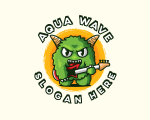 Cartoon Monster Guitar logo design