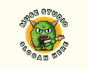 Cartoon Monster Guitar logo design