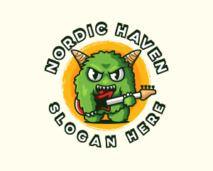 Cartoon Monster Guitar logo design