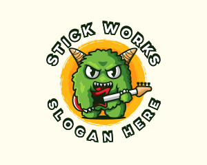 Cartoon Monster Guitar logo design