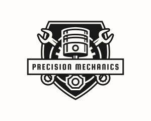 Piston Wrench Mechanic logo design