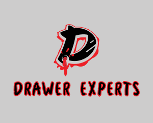 Splatter Graffiti Letter D logo design