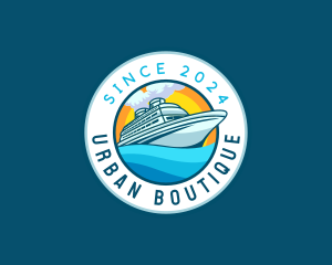 Cruise Ship Travel Tour Logo