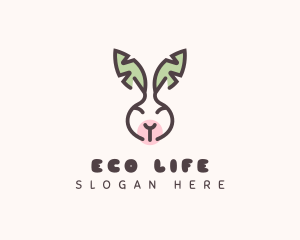 Bunny Head Leaves logo design