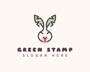 Bunny Head Leaves logo design