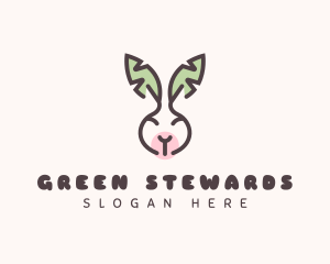 Bunny Head Leaves logo design