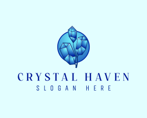 Crystal Leaf Plant logo design