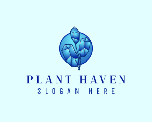 Crystal Leaf Plant logo design