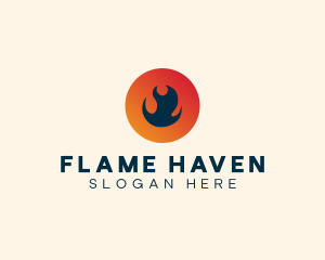 Flame Fire Circle logo design