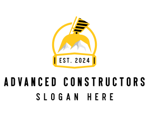 Excavator Mountain Construction logo design