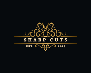 Fancy Scissors Haircut logo design