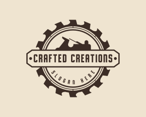 Woodwork Circular Saw Badge logo design