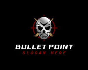 Bullet Skull Crosshair logo design