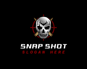 Bullet Skull Crosshair logo design