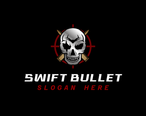 Bullet Skull Crosshair logo design