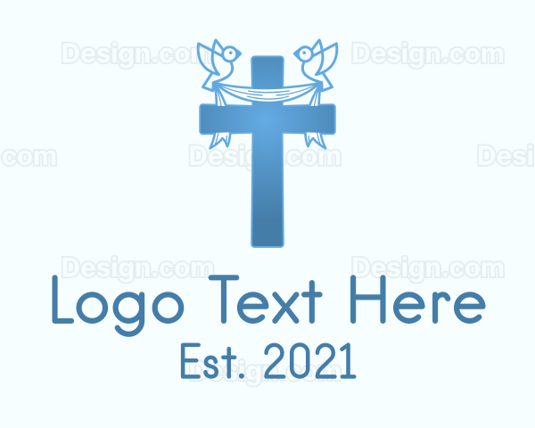 Blue Religious Cross Logo