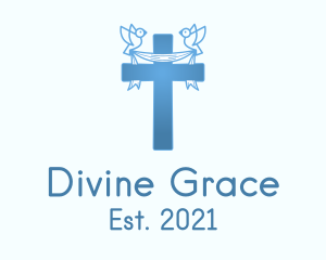 Blue Religious Cross  logo design