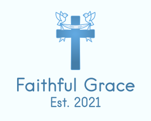 Blue Religious Cross  logo