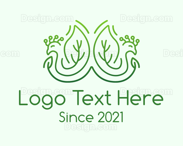 Green Peacock Leaves Logo