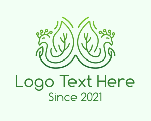 Green Peacock Leaves logo