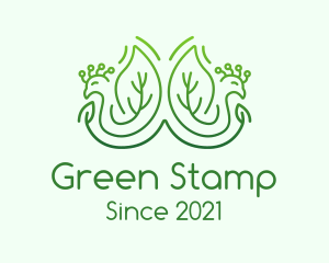 Green Peacock Leaves logo design