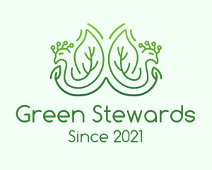 Green Peacock Leaves logo design