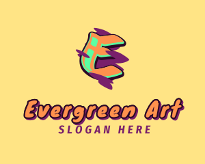 Graffiti Art Letter E logo design