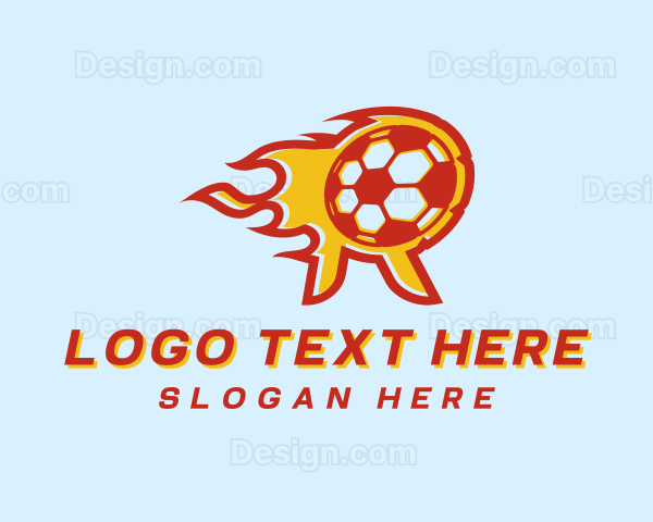 Soccer Flame Letter R Logo