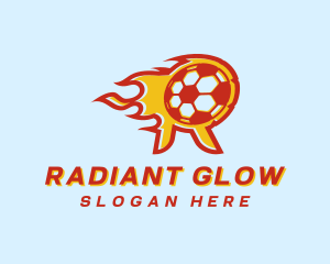 Soccer Flame Letter R logo design