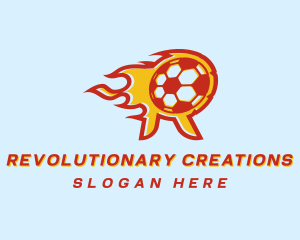 Soccer Flame Letter R logo design