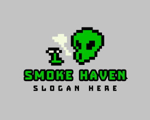 Smoking Pixel Alien logo design