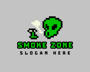 Smoking Pixel Alien logo design