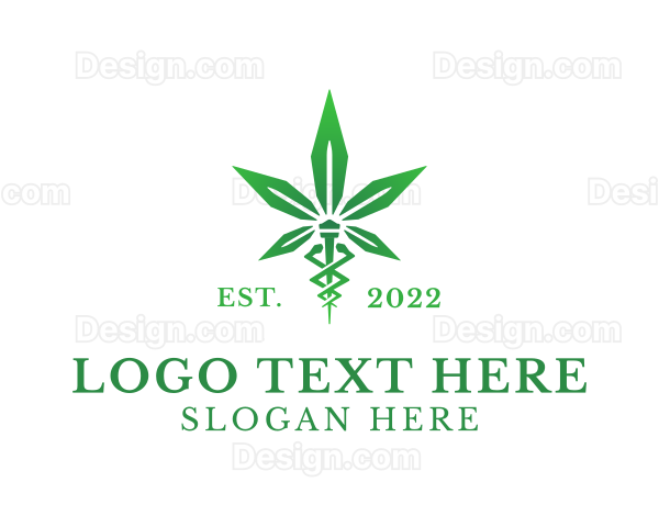 Green Cannabis Caduceus Logo