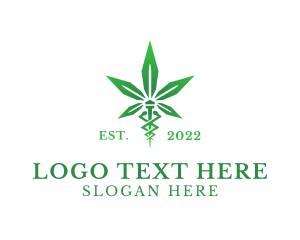 Green Cannabis Caduceus logo