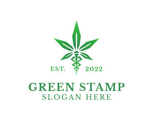 Green Cannabis Caduceus logo design