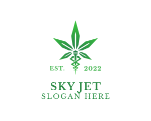 Green Cannabis Caduceus logo