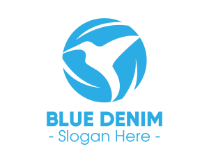 Blue Hummingbird Flying logo design