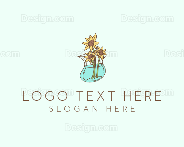 Floral Sunflower Pot Logo