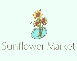 Floral Sunflower Pot  logo design