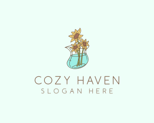 Floral Sunflower Pot  logo design