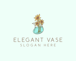 Floral Sunflower Pot  logo design