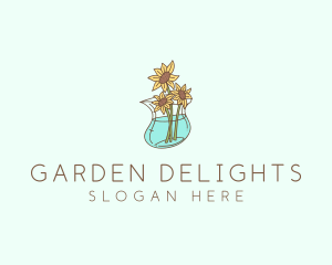 Floral Sunflower Pot  logo design